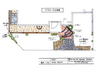 新築外構　ガーデン施工　横浜市S様邸　平面図　アプローチ＆車庫